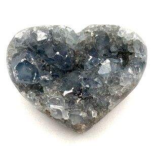 Celestine Heart-Carved Crystal Cluster Geode